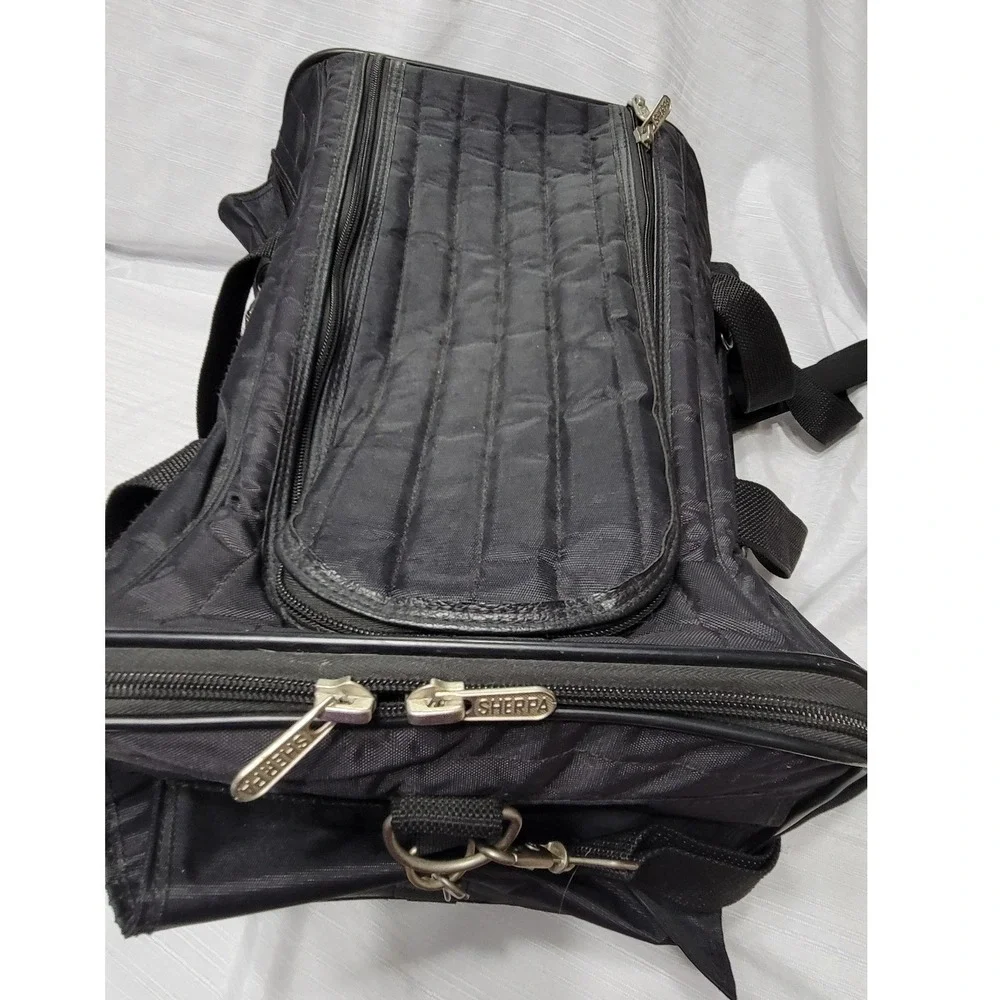 Pet Carrier Sherpa Ultimate On-the-Go Rolling Black Mesh Quilted Small Dog Cat